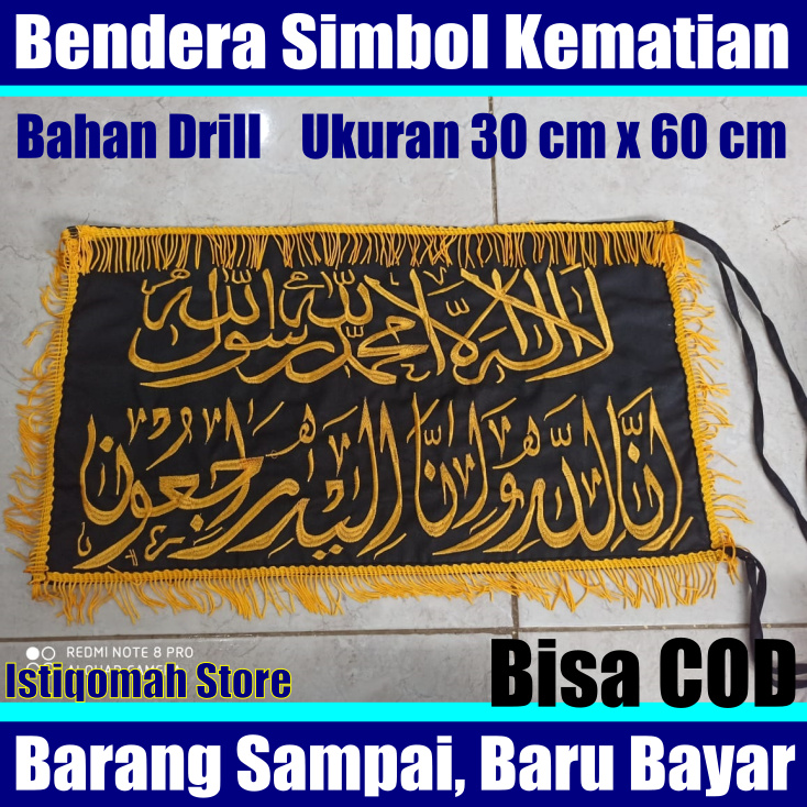 PROMO Bendera Simbol Kematian Warna Hitam Full Bordir Bertulisan Kaligrafi TERLARIS