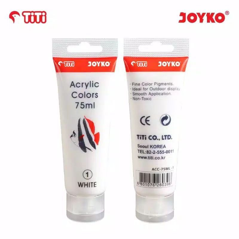 

Cat Acrylic Titi Warna Putih ACC-75ML-1 White Satuan Acrylic Color Joyko