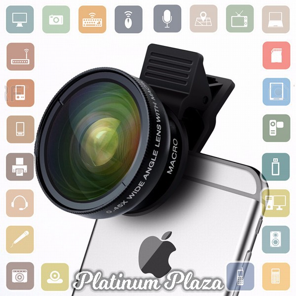 APEXEL Lensa Super Wide Angle Lens + Macro Smartphone - APL-0.45WM - Black`E0D179-