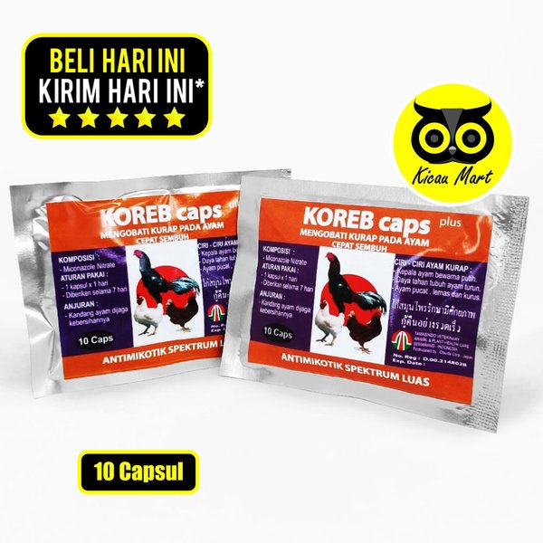 Obat Koreb Caps Plus+ 10 Capsul Obat Ayam Sakit Kurap Pucat Lemas Kurus Obat Koreb Kapsul Atasi Ayam Sakit Kurap Cepat Sembuh