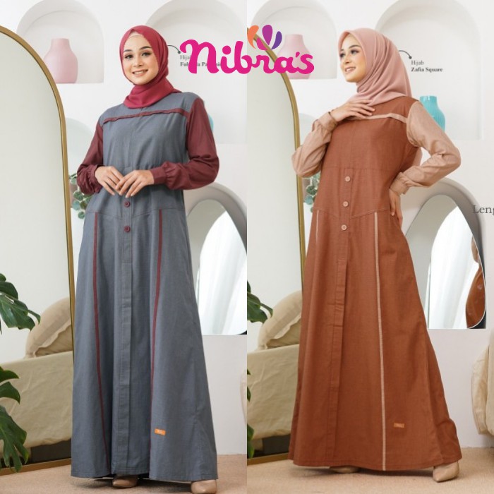 BAJU GAMIS NIBRAS TERBARU NB A87 DRESS WANITA DEWASA Dark Grey Terracotta NBA87 NB A87 NBA 87