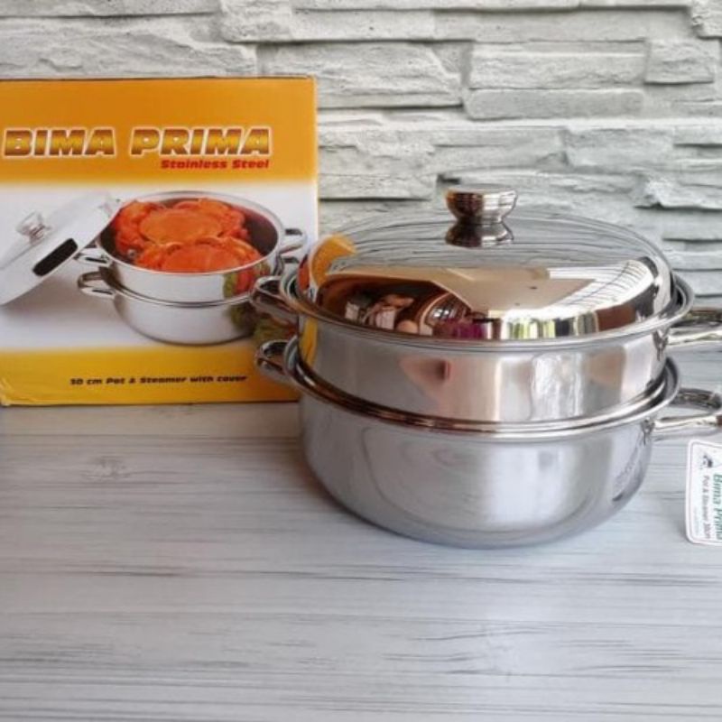 BIMA PRIMA POT STEAMER 30 CM PANCI KUKUS STAINLESS STEEL