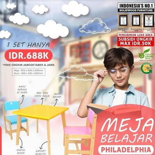

Biofare - Meja Belajar Anak Philadelphia 2 Kursi F2C Minimalis Simple Nissayho