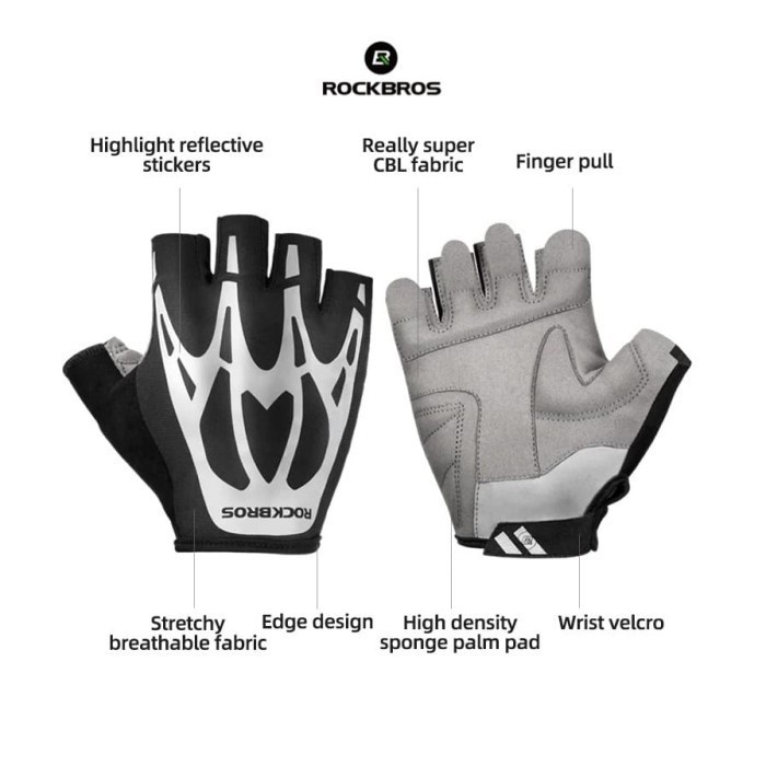 ROCKBROS S227BK Sarung Tangan Sepeda Bike Glove Half Finger