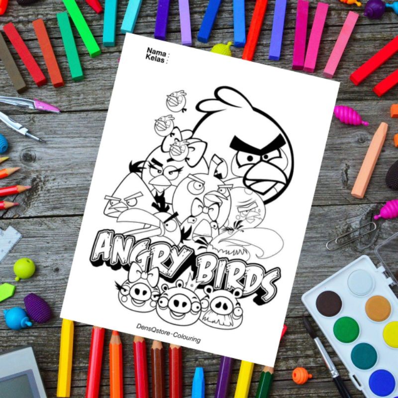 

Kertas Mewarnai Gambar Anak Tema Angry Birds / Kertas Gambar (10 Lembar Gambar)