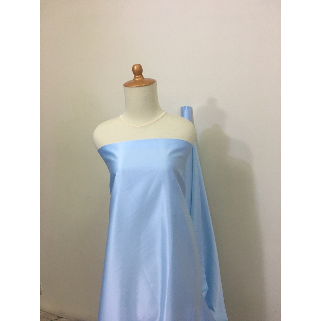 Kain Satin Velvet Premium Warna Baby Blue Bahan Seragaman Bahan Furing Bisa untuk Background Backdrop Foto Produk