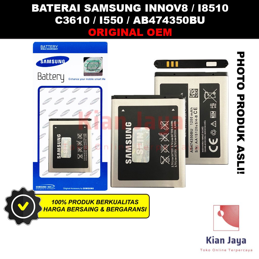 Baterai Samsung Innov8 I8510 C3610 I550 Original OEM Batre Batrai Battery Hp AB474350BU Ori