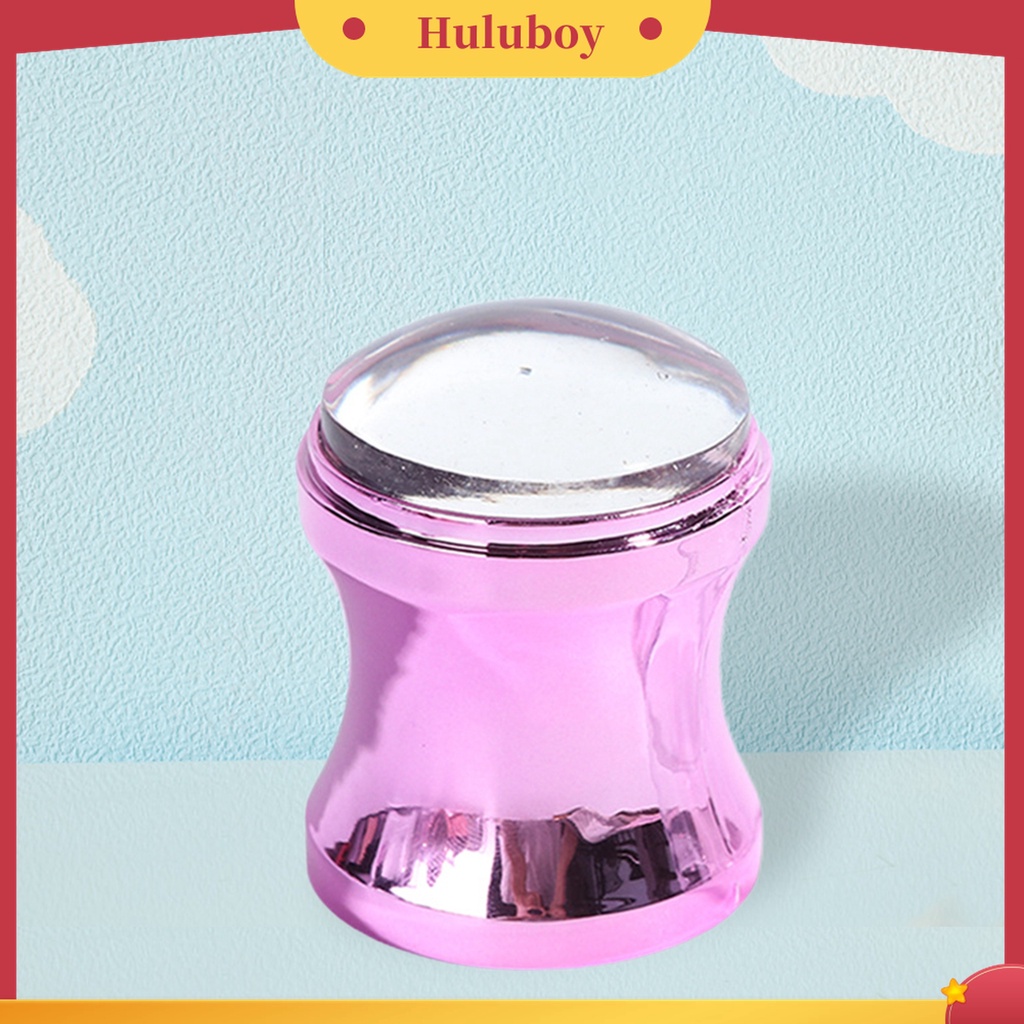 Huluboy Huluboy♡ Stempel Transparan Bahan Silikon Gagang Metal Warna Polos Untuk Nail Art