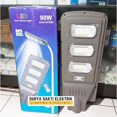 LAMPU JALAN LED 90 WATT SOLAR PANEL DENGAN SENSOR DAN REMOTE