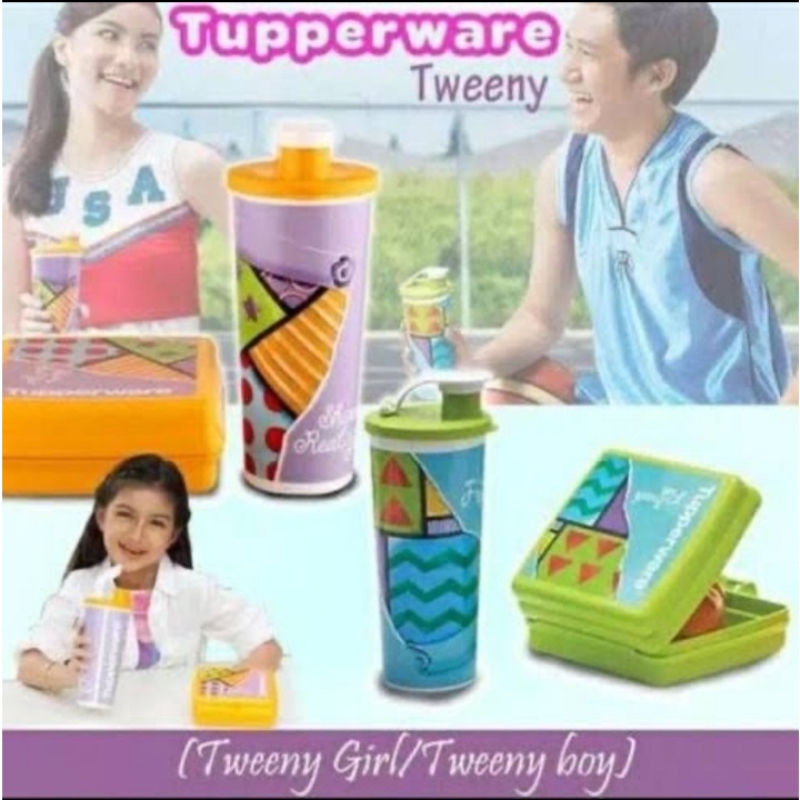 PPROMO TUPPERWARE 1 SET WADAH BEKAL  MAKAN TUPPERWARE " TWEENY GIRL AND TWEENY BOY TUPPERWARE" TERDI