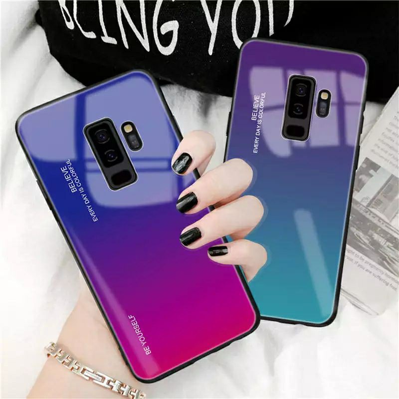 Gradient Glass Case Samsung Galaxy S9 Plus S9Plus S9+ Softcase Hardcase Casing HP