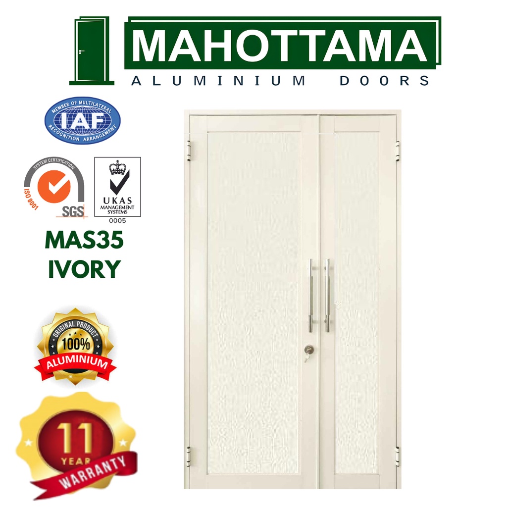 MAHOTTAMA - Pintu Rumah Utama Kamar Tidur Kamar Mandi Aluminium 120 x 215cm 1 Set Kunci Handle Engsel Original Garansi Resmi Bisa Custom Ukuran Geser / Sliding Door - MAS35