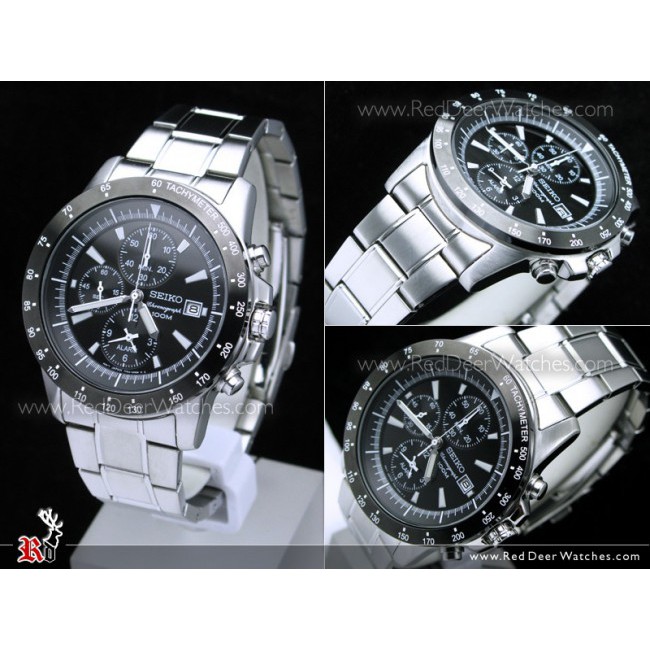 Seiko Mens SNAC49P1 Alarm Chrono Black Dial-Bezel | Jam Pria SNAC49