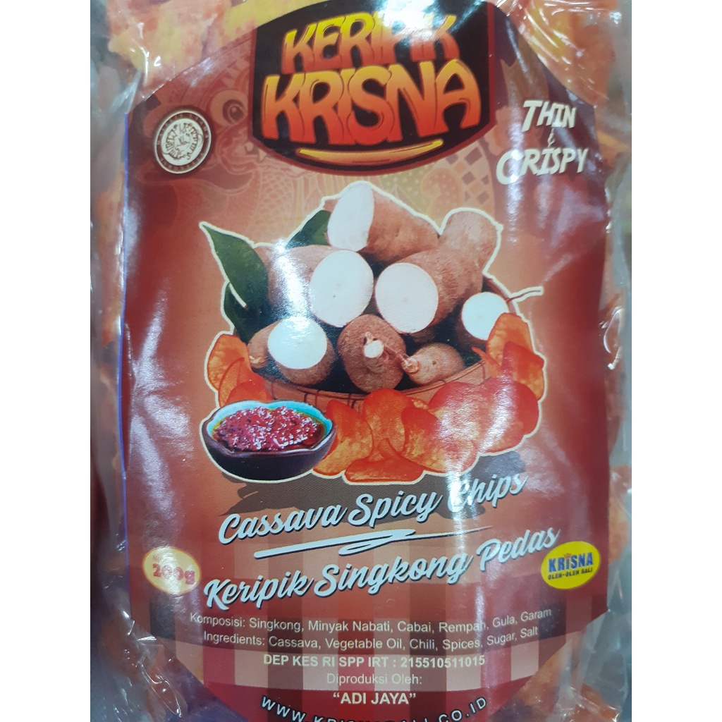 KERIPIK SINGKONG PEDAS MANIS KRISNA 200GR OLEH-OLEH ASLI BALI