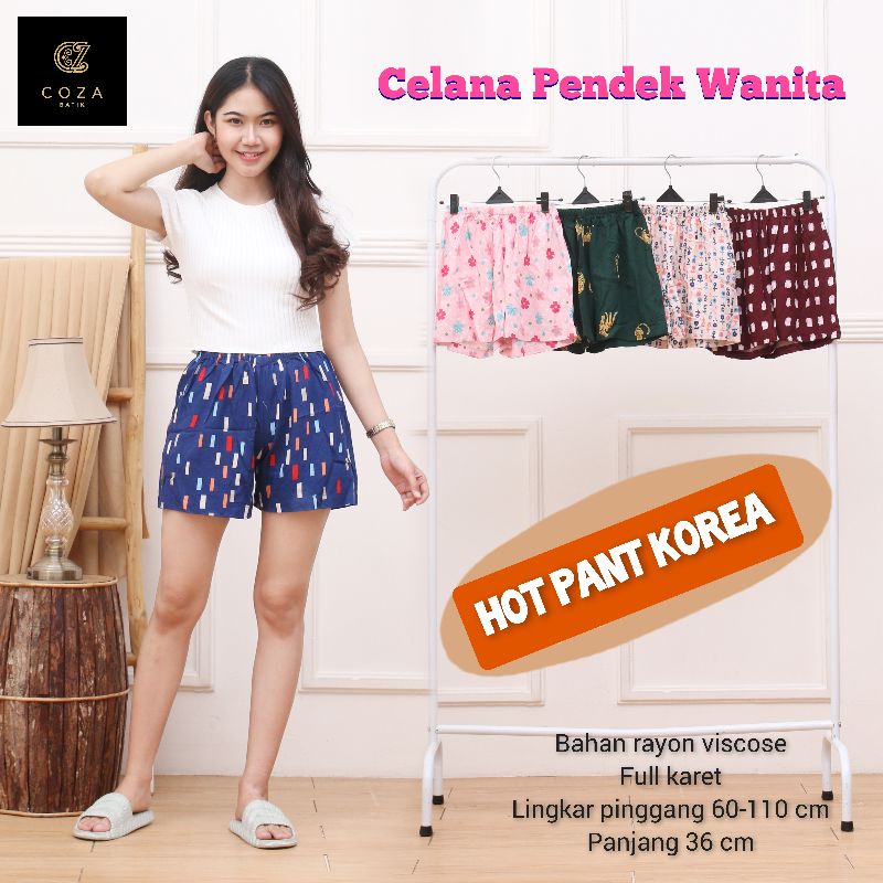 Celana Pendek Wanita Santay Bahan Rayon Viscose Hotpants Korea Muat BB 75kg