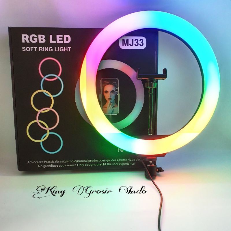 Soft Ring Light RGB LED MJ33 Ring 33 CM 13 Inch ( Tanpa Tripod ) Lampu Selvie