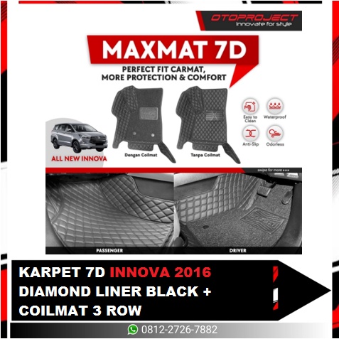 KARPET 7D ALL NEW INNOVA 2016 3 ROW PLUS COIL MAT