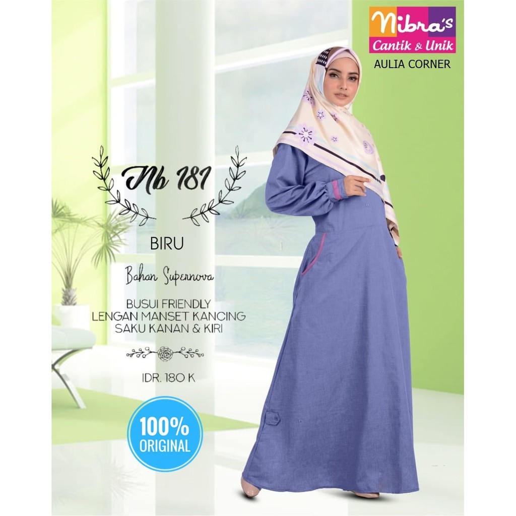 Baju Muslim Gamis Gamis Nibras NB 181 Biru ORIGINAL Lagi Trends