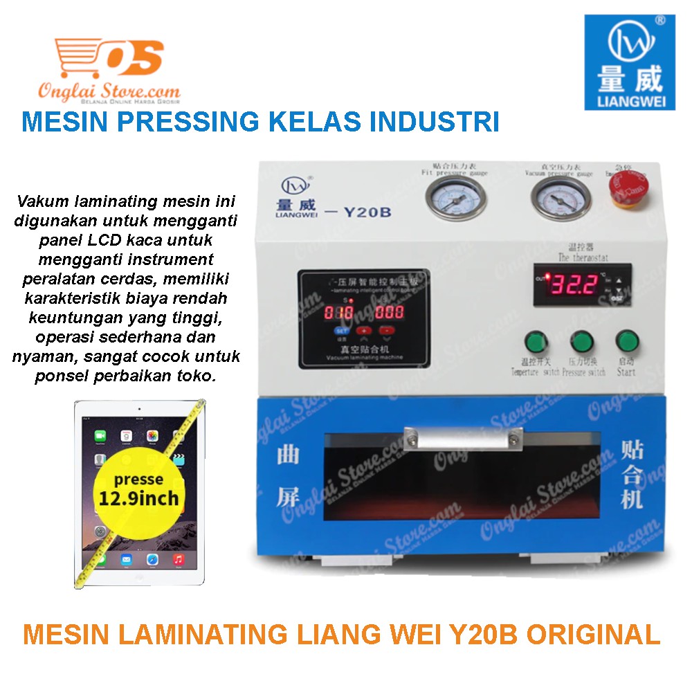 Mesin Vakum Laminating Vacum LCD Touchscreen LIANG WEI Y20B 12.9inch