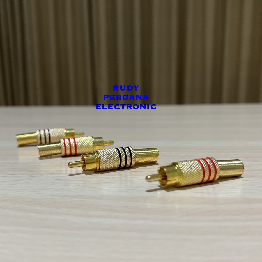 JACK RCA BESI GOLD SATU PASANG 1 SET MERAH HITAM