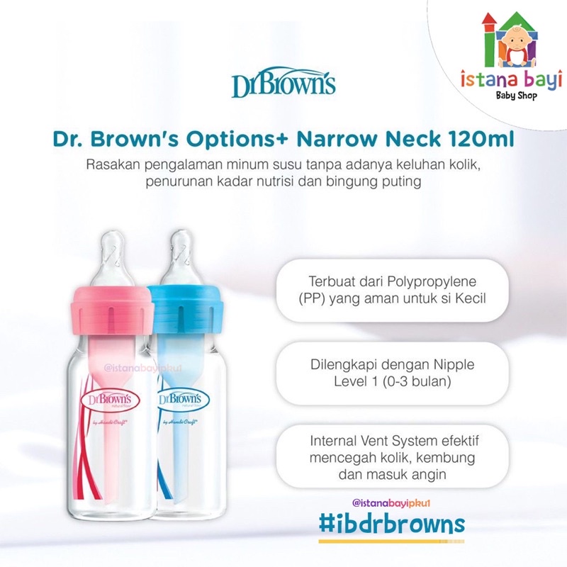 Dr. Brown's 4oz/120 ml PP Narrow neck/&quot;Option+ 2 Pack/Botol Susu SB42405