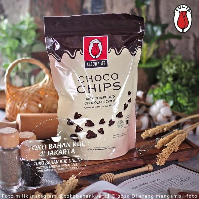 

[COD] Tulip Dark Chocolate Chip 1Kg Pack Asli Chocochip Cokelat Chips Coklat [COD]