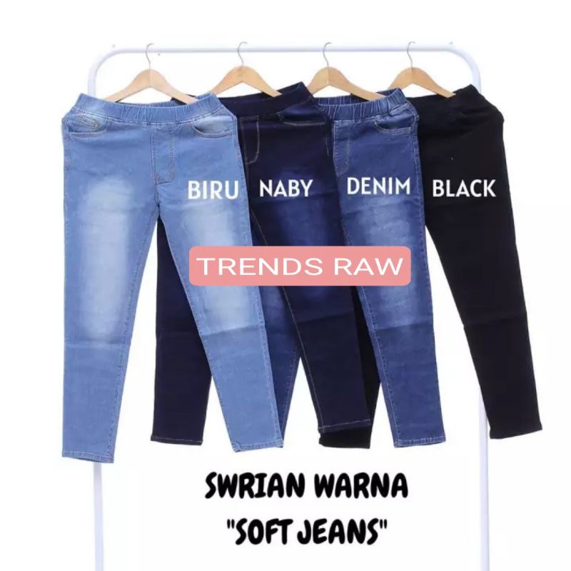 jeans wanita-jeans pinggang karet-jeans setrit-berbahan sofjeans-celana jeans pinggang karet