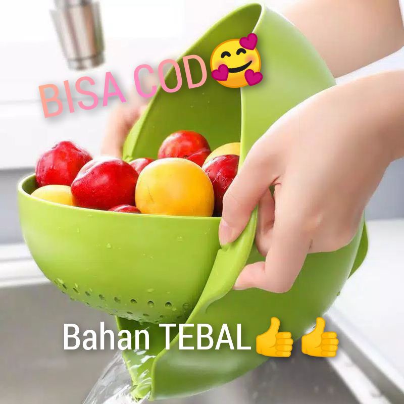 Wadah Baskom Saringan Ganda Cuci Beras sayur 2 in 1