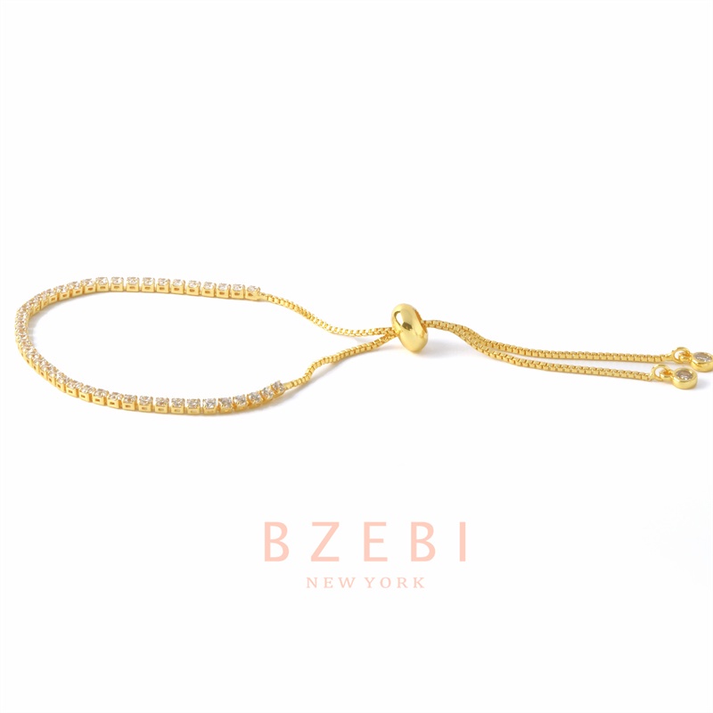 Bzebi Gelang Rantai Lapis Emas 18k Adjustable Dengan Kotak Penyimpanan 40b