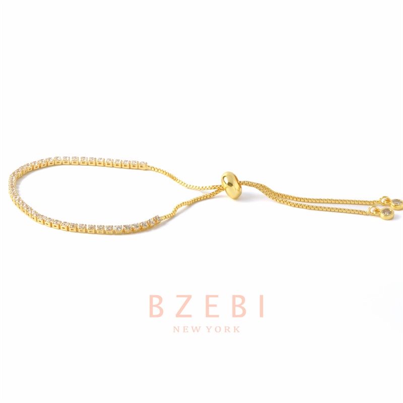 Bzebi Gelang Rantai Lapis Emas 18k Adjustable Dengan Kotak Penyimpanan 40b