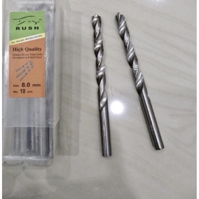 Mata bor besi rush 8mm Mata bor besi hss putih 8 mm nikel Mata bor besi 8mili