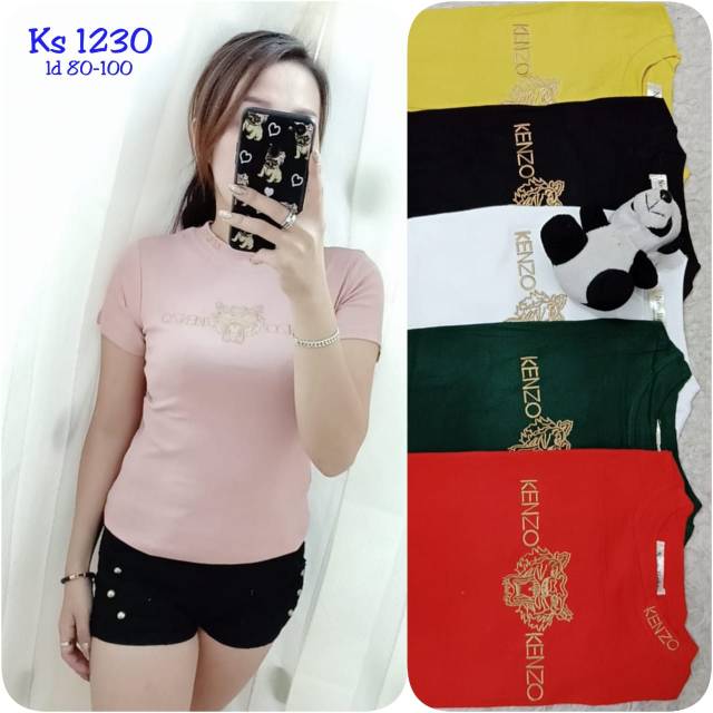 KAOS KENZO BRANDED IMPORT MOTIF BORDIR