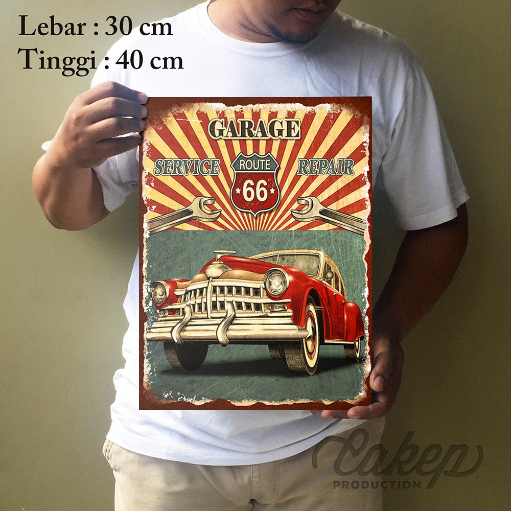 Garage Service Repair Route 66 Poster Kayu Dekorasi Hiasan Pajangan Dinding Rumah Walldecor