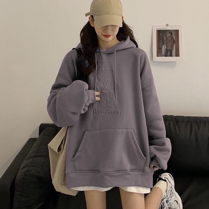 SWEATER HOODIE WANITA / HELLO BROWNS SWEATER HOODIE OVERSIZE / HOODIE WANITA