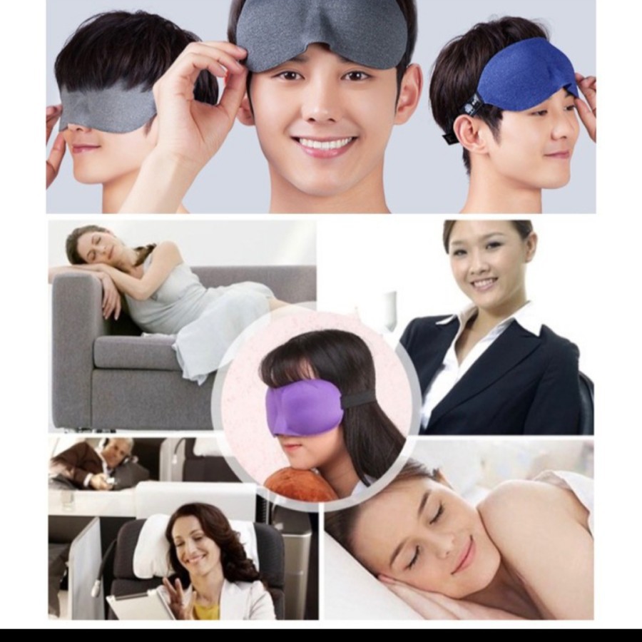 Penutup mata silikon eye mask sleeping gel aksesoris tidur travel home - Biru