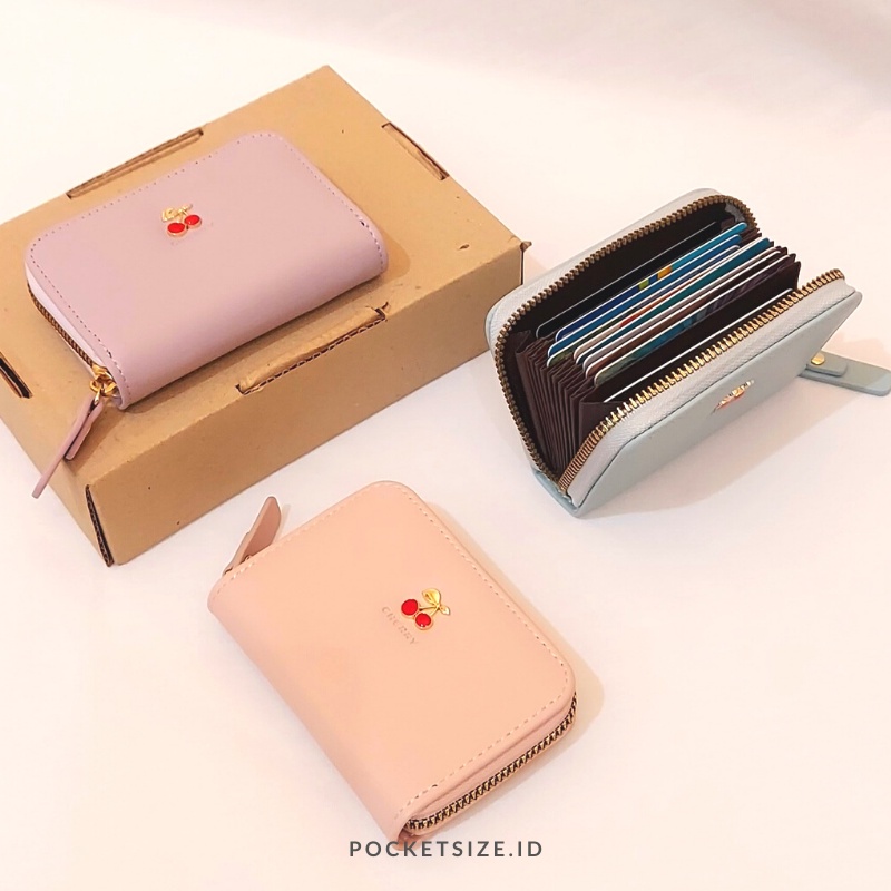 YADAS dompet kartu 11 slot sekat wanita/cewek import wallet CHERRY