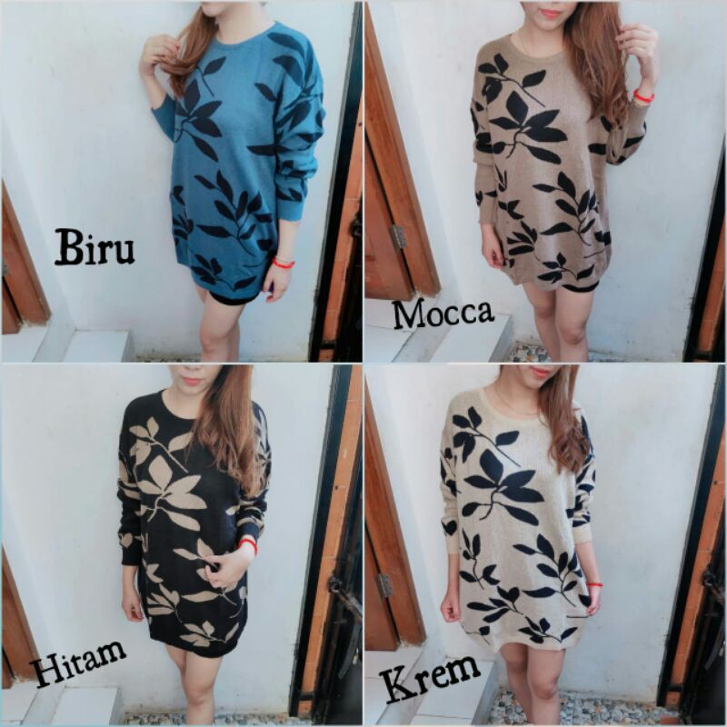 New Atasan rajut wanita daun jumbo big size/blus rajut daun import/kaos rajut jumbo