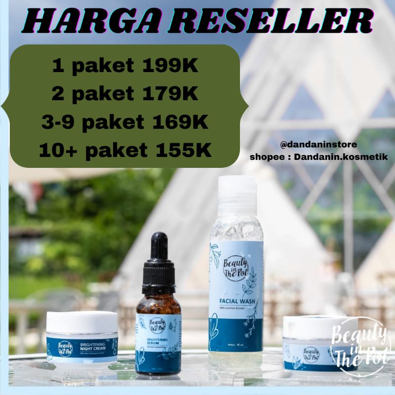 Distributor Resmi Beauty In The Pot Paket Krim Pemutih Wajah BPOM Cream Brightening Glowing Skin Lightening Whitening Penghilang Flek Hitam Membandel Perawatan Kecantikan Halal Bumil Busuy Wajah Muka Wanita Pria COD Termurah Original