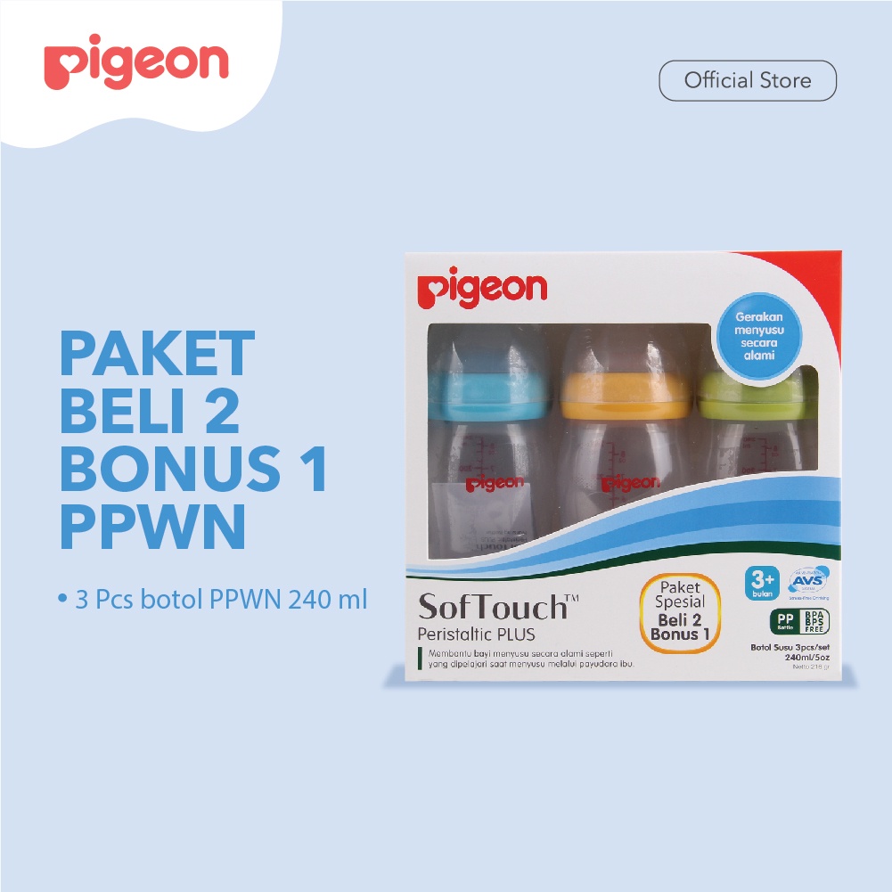 PIGEON Paket Beli 2 Bonus 1 Botol PP WN 240Ml