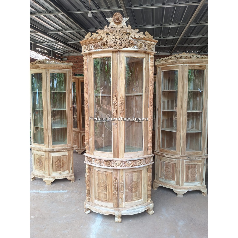 LEMARI SUDUT CINCIN JATI MENTAHAN