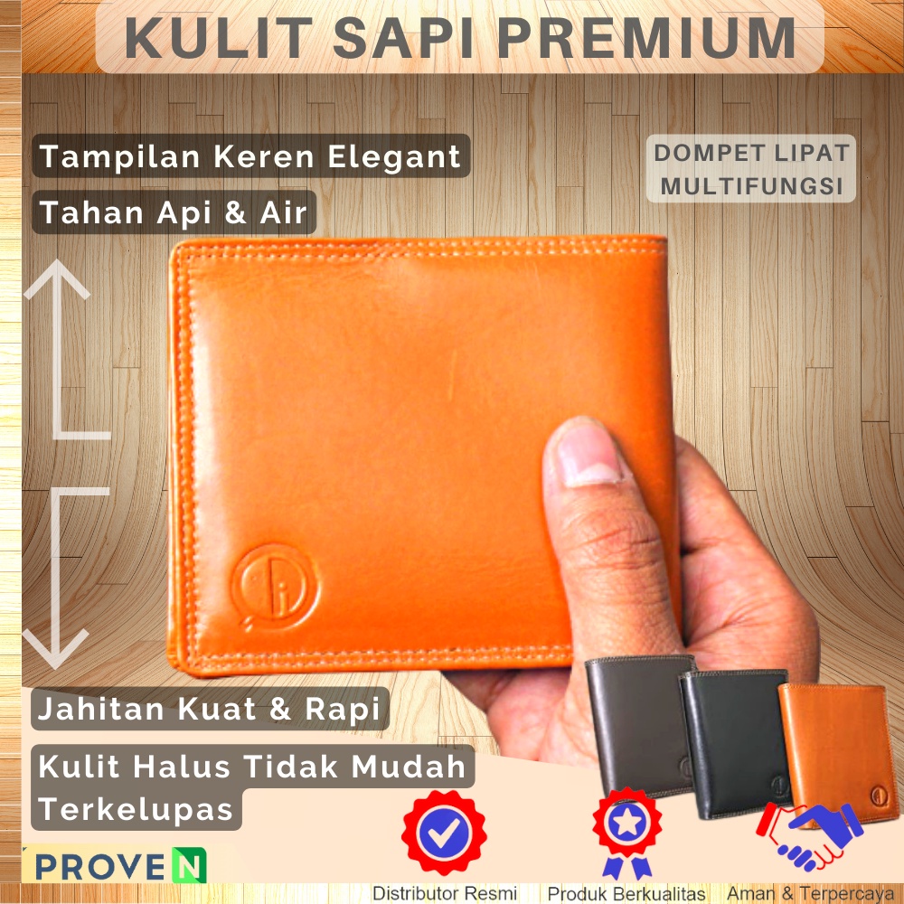 Dompet Kulit Pria Dompet Kartu Pria Lipat Kulit Sapi Asli Original Dompet Slim Klasik Bahan Kulit untuk Pria D006 Material Kulit Sapi Asli GARANSI ORIGINAL