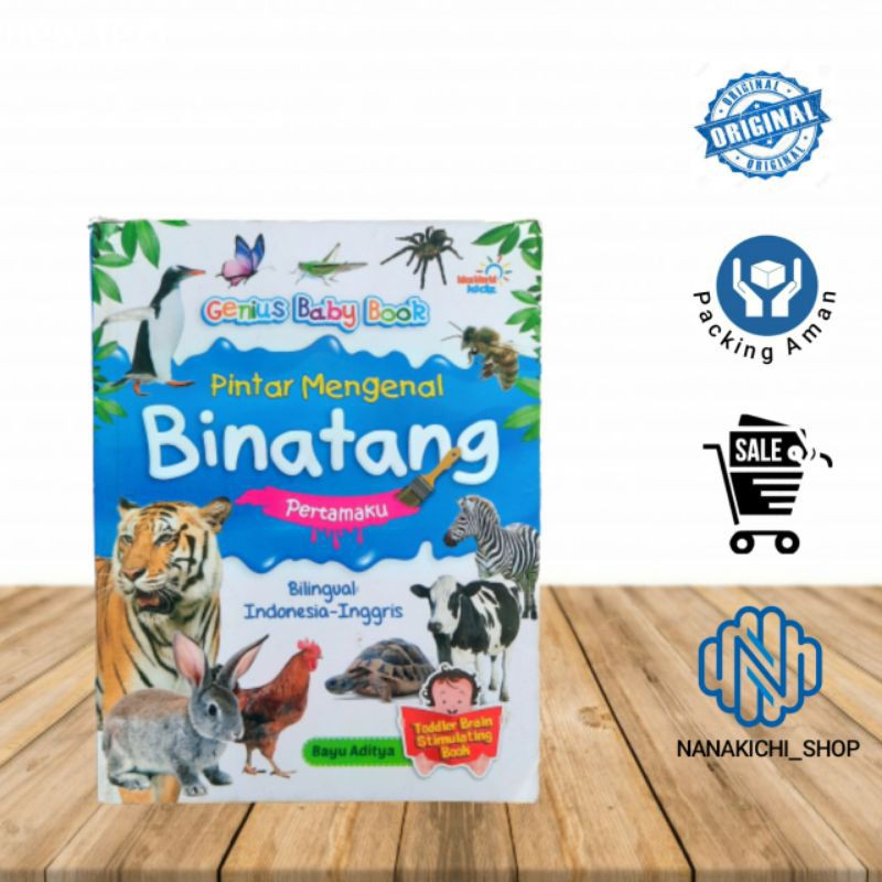 BUKU ANAK TK PAUD GENIUS BABY BOOK PINTAR MENGENAL BINATANG PERTAMAKU, BILINGUAL INDONESIA-INGGRIS