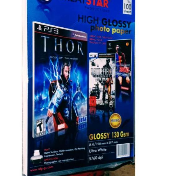 

Baru GLOSY PHOTO PAPER KERTAS PHOTO 130GSM A4/100 lembar ANTI AIR