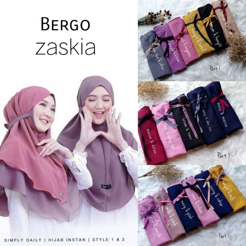 PART 1 !!!! BERGO ZASKIA ( BOLAK BALIK )HIJAB INSTANT  BOLAK-BALIK  BOBAL JILBAB INSTAN TALI