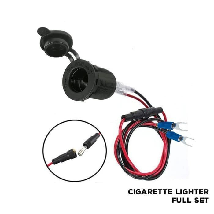 Charger Mobil dan Motor Waterproof Socket Full Set Plug Outlet 12-24V