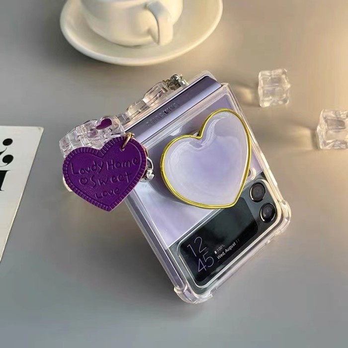 CASE SAMSUNG GALAXY Z FLIP4 5G FLIP 4 WITH HOLDER AND HAND STRAP LOVE POP SOCKET