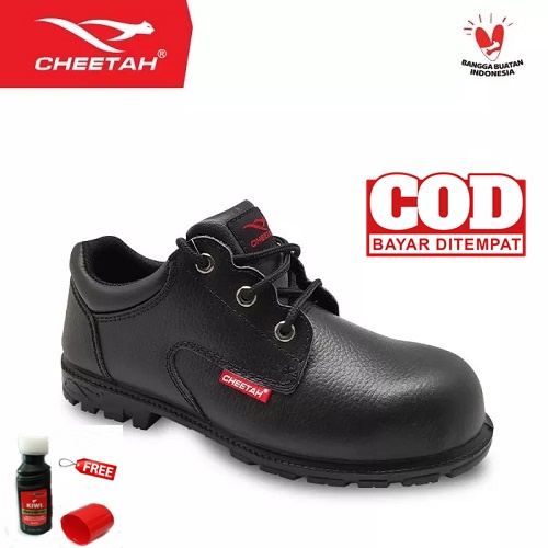 Sepatu Safety Cheetah 2002H FREE Semir Sepatu Kiwi Poles Warna Hitam