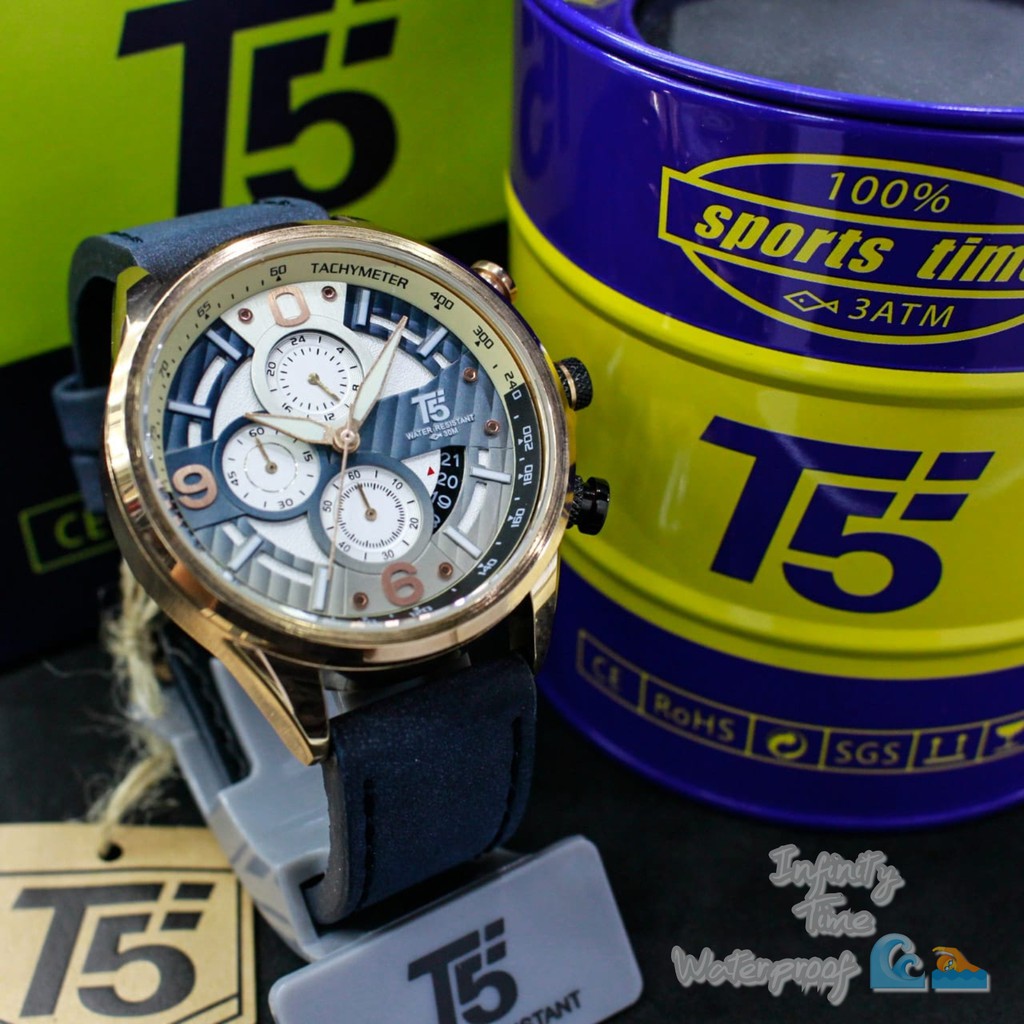 Jam Tangan Cowok T5 H3656G 3656 Chrono dan Tanggal Aktif Kualitas Original Waterproof