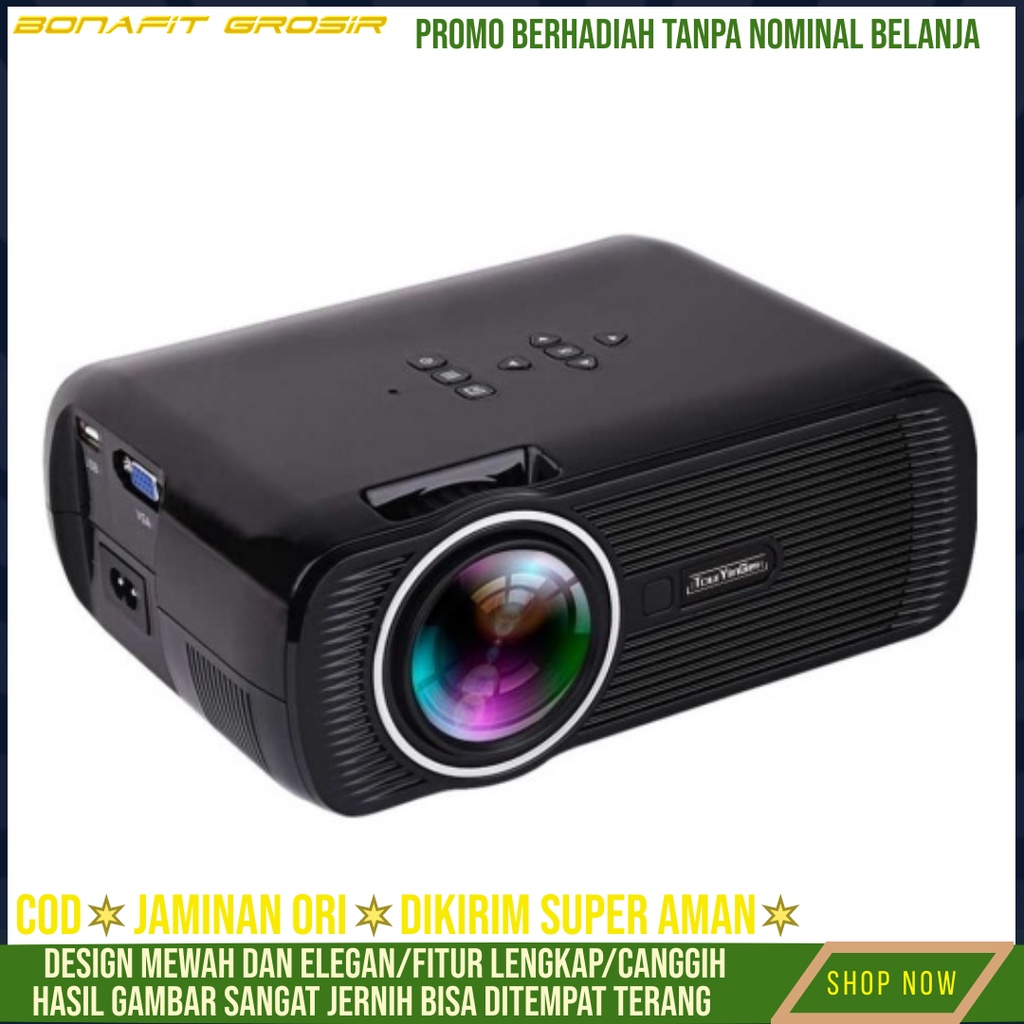 Projector Proyektor Android Layar Tancap LED 1800 Lumens 1080P Mini Android 4.4 with TV Receiver