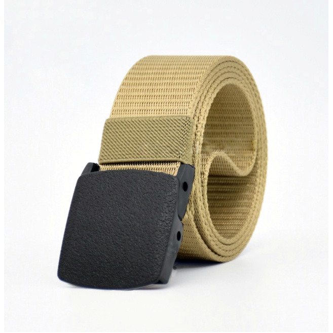 IKAT PINGGANG TACTICAL NYLON CANVAS / TACTICAL ARMY / ANTI METAL DETECTOR - MC-NL-40-Cream Kepala Hitam